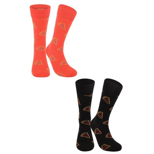 happy socks男款黑色丝袜|pizza slice socks pack of 2 in orange
