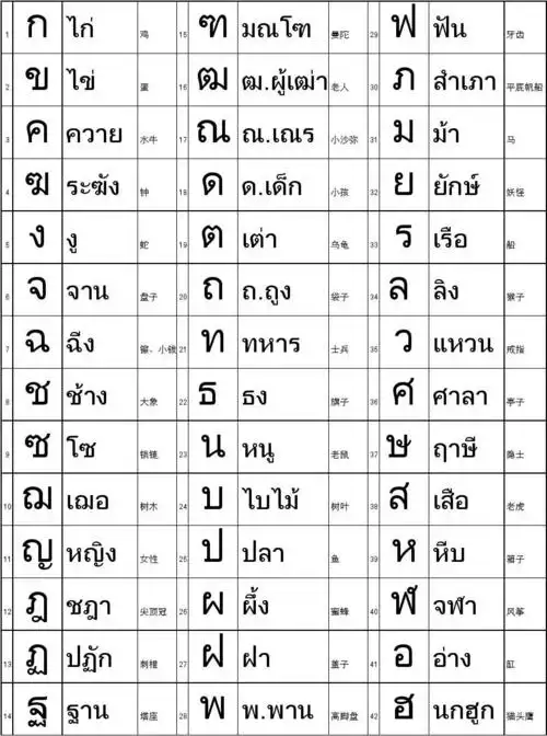 泰语字母打印版