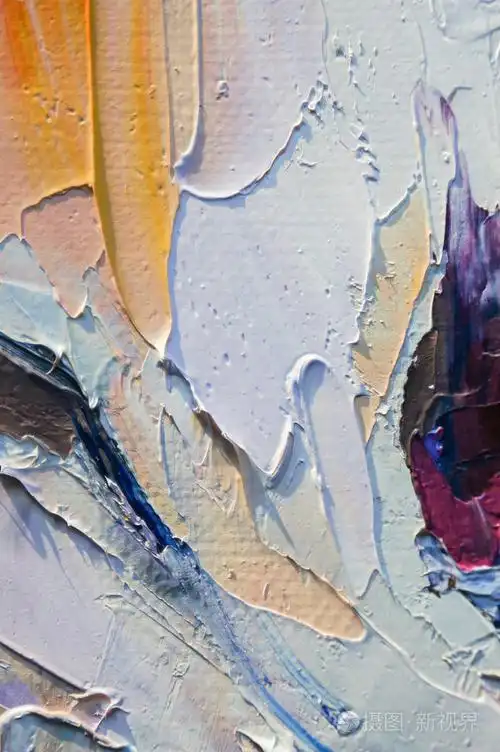 粗糙的油漆刷. 用油和调色板刀特写一幅画. 高纹理高质量的细节.