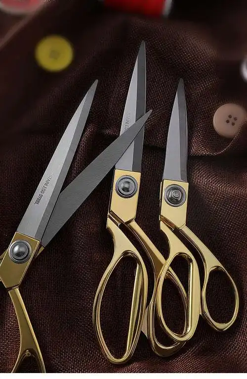 不锈钢镀金裁缝剪刀服装裁布缝纫金色喜庆婚庆剪彩典礼布匹大剪刀