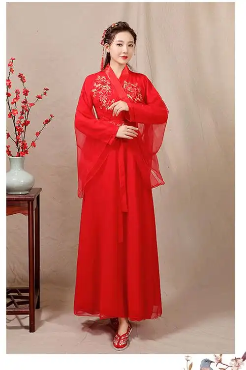 汉服舞蹈服女古典舞中国风古装超仙交领古风仙女裙古筝演出服1红色xs