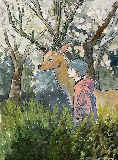 水彩 插画|用左手画画的小姐姐 爱画治愈温暖的小小少年