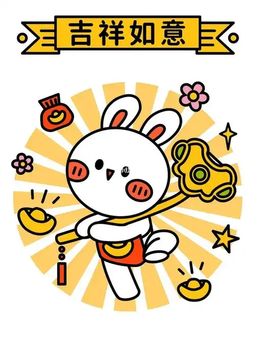 矢量插画生肖兔系列吉祥如意