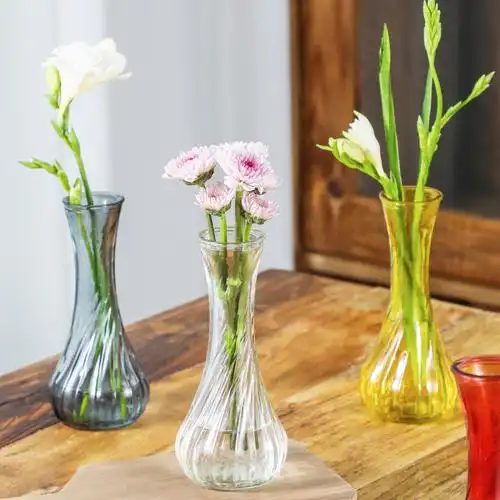 北欧风玻璃小花瓶客厅插花摆件透明小口水养百合花器鲜花瓶批发