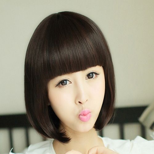 俏丽假发 女短发帅气bobo头斜齐刘海发型 修脸假发短发学生波波头