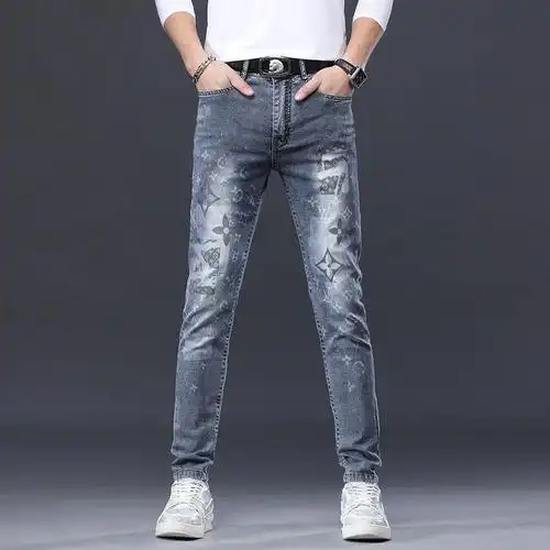 ceenbulled牛仔裤男春夏季薄款2022新款欧货印花弹力潮流修身小脚休闲