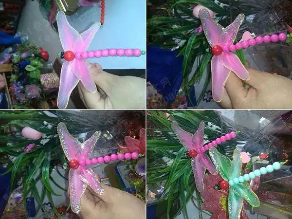 diy串珠丝网花蜻蜓做法图解教学