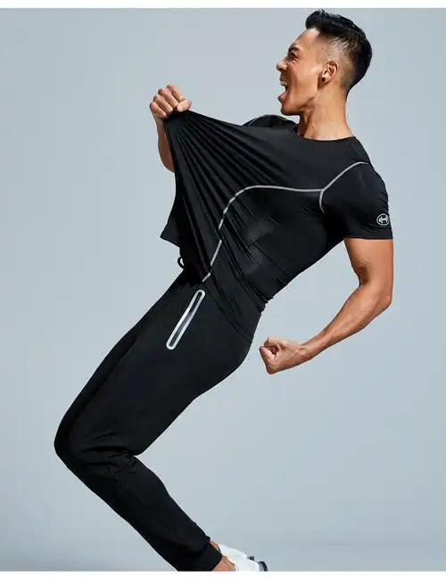 男士健身服装穿运动服慢跑运动服套装 5 件