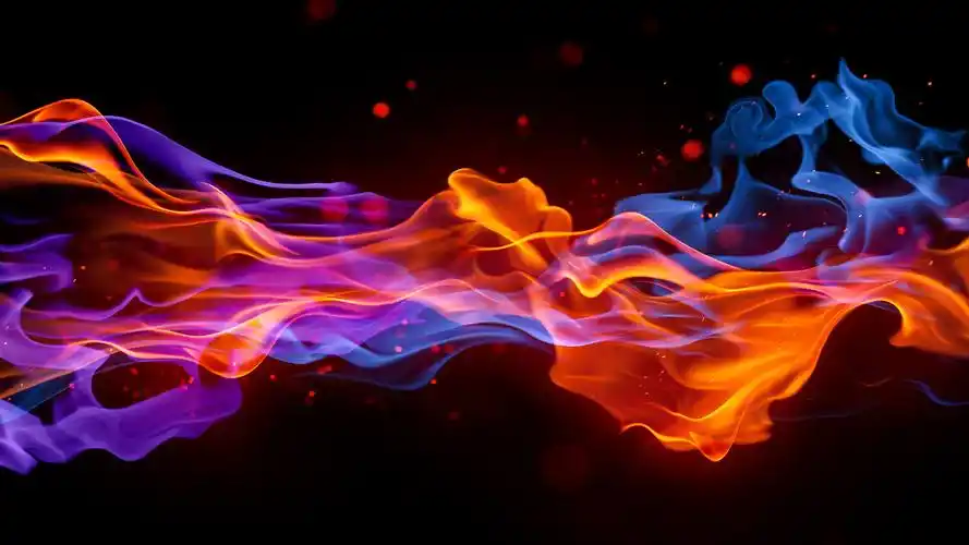 3d cg digital art fire flames colors bright rain