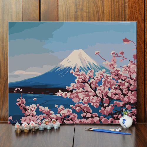 diy/数字油彩画富士山风景手绘油画客厅卧室书房餐厅装饰画挂画