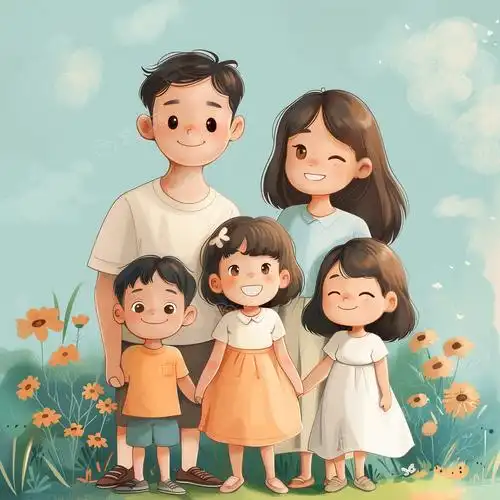 五口之家的幸福乐章三胞胎的快乐成长记