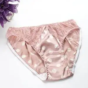 真丝内裤高腰 蕾丝边舒适丝滑绸缎 透气100%桑蚕丝女士三角裤