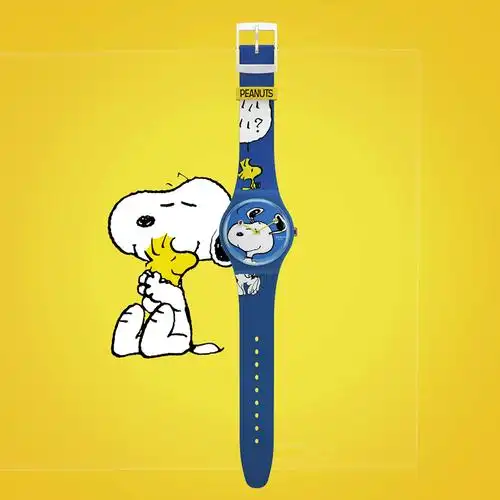 swatch斯沃琪瑞士手表男女学生手表史努比联名款卡通潮流石英腕表