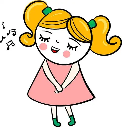 女孩在白色背景上唱歌图片