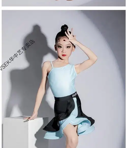 新品313岁小女孩表演穿的儿童拉丁舞服装少儿比赛服夏季女童舞蹈练功
