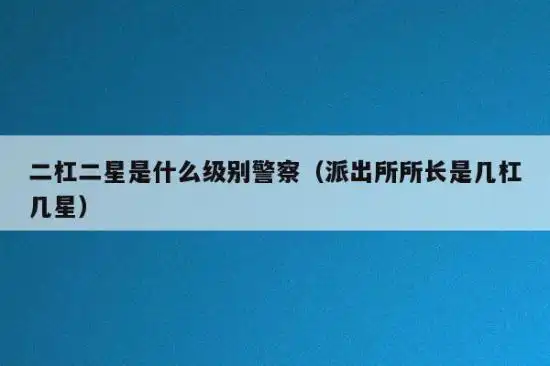 2杠2星属于二级警督,为中间级别.二级警督为中国警衔体系的第7等级.