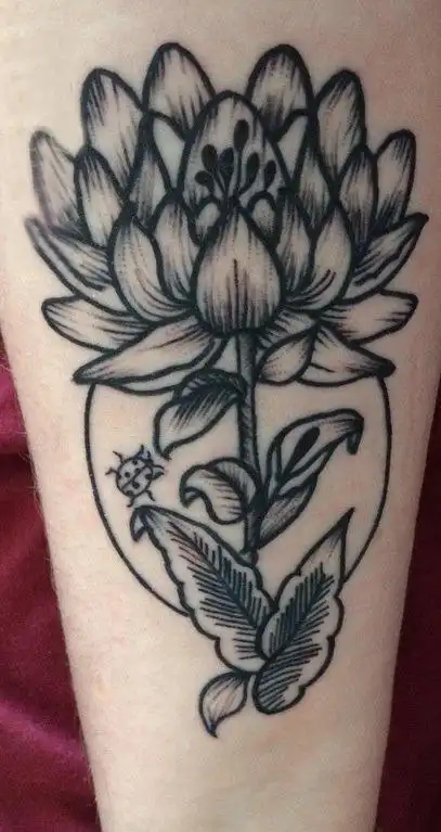 睡莲花纹身男生手臂上睡莲花纹身图片
