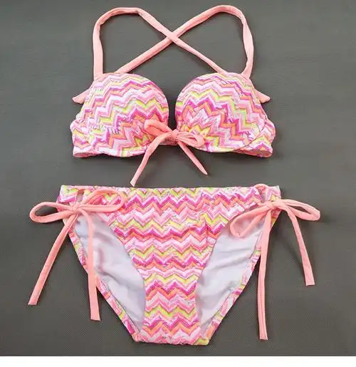 比基尼聚拢性感显胸大三角泳装超暴露三点式分体泳衣女小胸bikini