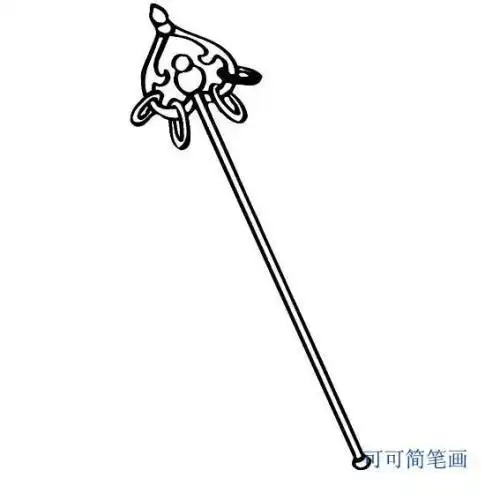 笔画九环锡杖简笔画步骤降妖真宝杖简笔画佛门禅杖简笔画禅杖简笔画卡