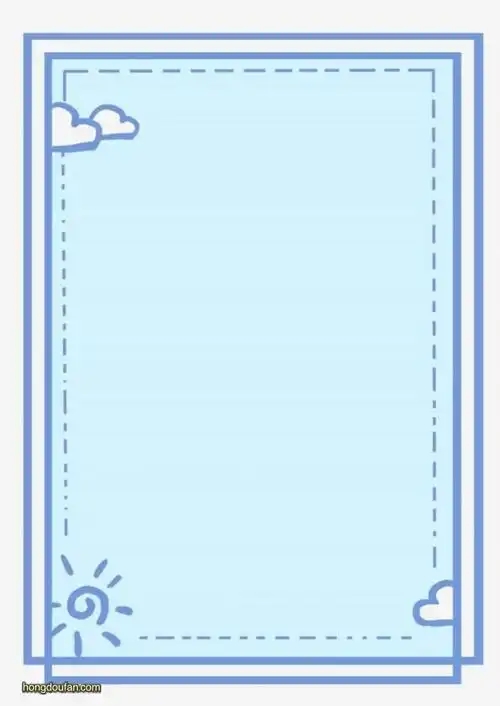 带有简单云朵的浅蓝色空白纸张背景图片下载