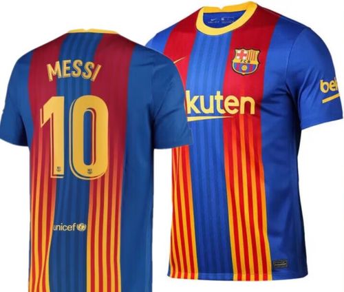 欧陆梵 2022官方新品2021巴萨球衣国家德比特别版10号梅西第三客场