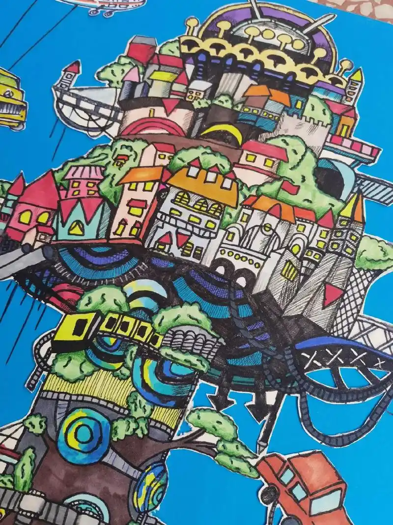 【科幻画比赛】作者年龄10岁 作品名称《汽车回收处理站》 世 - 抖音