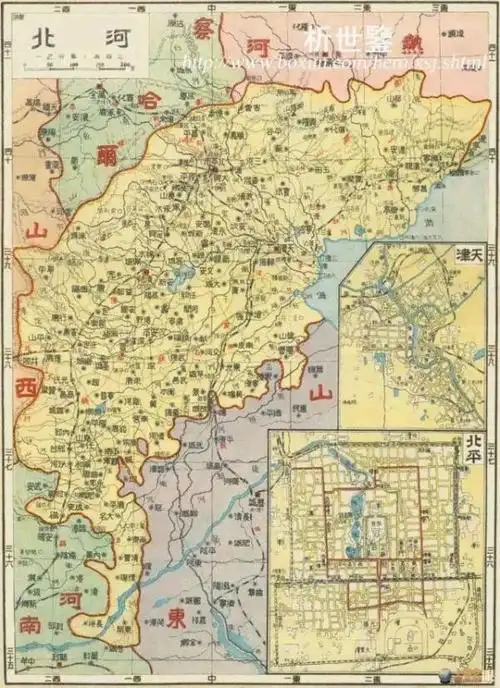 民国时期的河北省,其北部省界基本上是长城为界,与辽西省,热河省