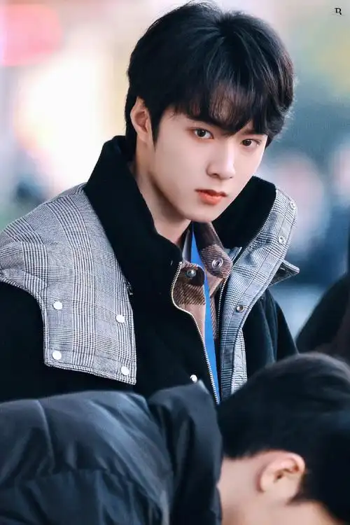 粉丝给刘耀文加油##刘耀文黑灰拼接羽绒服上班路透