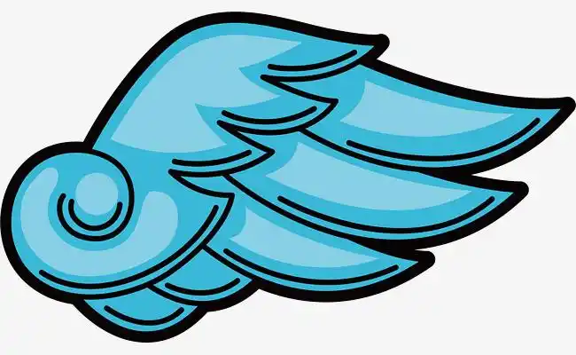 矢量手绘蓝色翅膀
