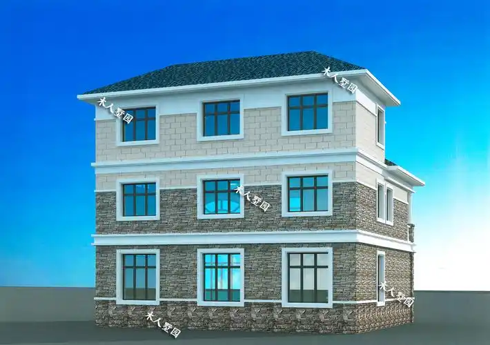 5米农村别墅,三层主体造价35万,外墙采用文化石和面砖