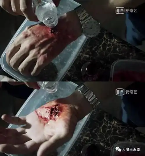 还有这被子弹打穿手的画面,大魔王看得头皮发麻.