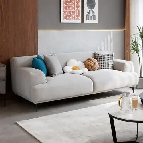 意式极简三人布艺沙发客厅家用直排小户型简约现代轻奢日式诧寂风