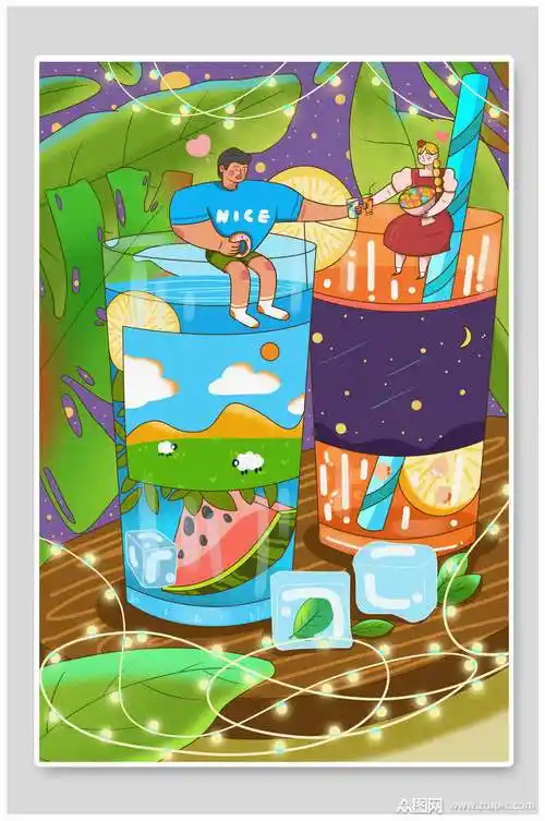美味饮品夏日插画素材