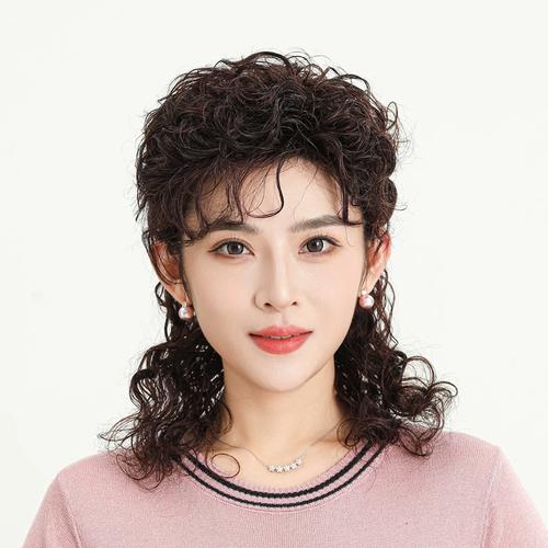 假发女长发妈妈款中长卷发羊毛卷中老年发套自然头套半扎全真人发