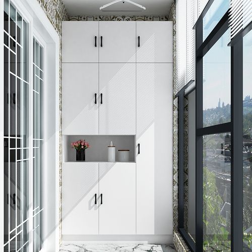 (今日5折)现代简约阳台储物柜防晒多功能衣柜杂物柜两门收纳柜飘窗柜