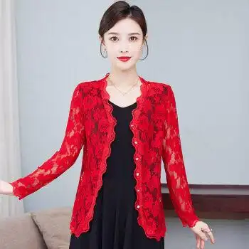 mwjo 配群子蕾丝小披肩外搭女士雷丝开衫短外套夏季蕾丝开衫外套女