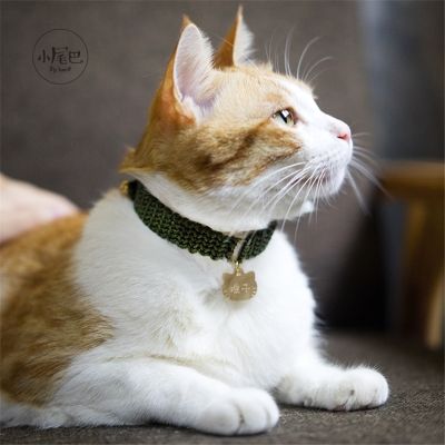 项圈定制白猪商店小尾巴猫牌身份刻字防丢手工项圈