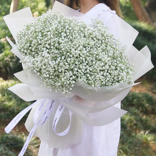 五二零 生日鲜花速递全国 白色满天星花束礼物 武汉哈尔滨银川成都