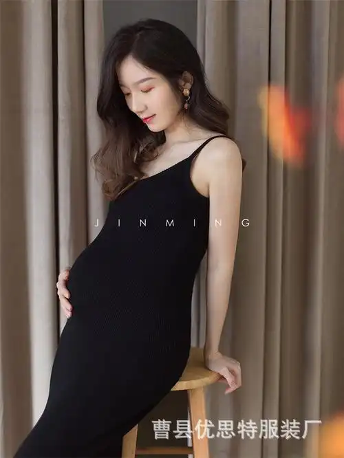 新款写真服装孕妇照片影楼黑色孕妇装孕妈咪写真拍摄影孕妇照服装