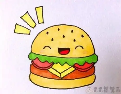 幼儿画汉堡简笔画视频
