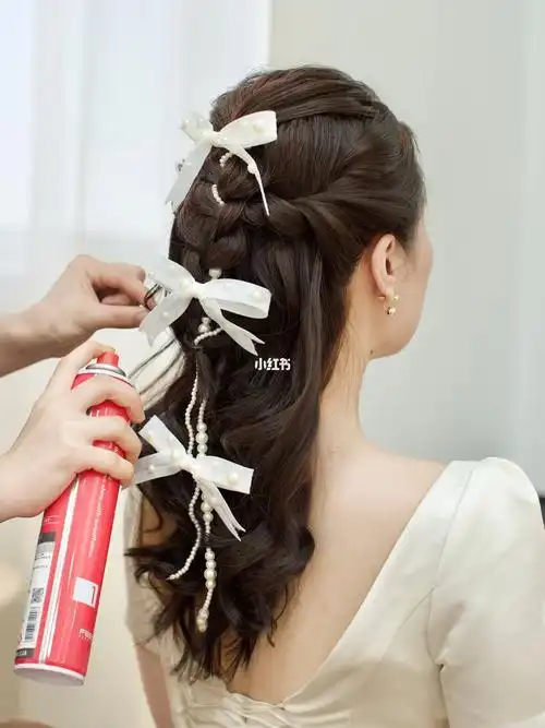 超仙的半披发新娘造型78简单好用77烟台婚纱