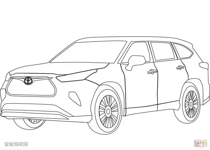 丰田汉兰达填色图片丰田小汽车简笔画