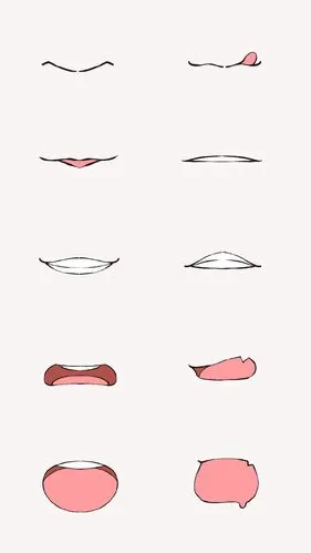 嘴巴教程手绘线稿黑白动漫素材