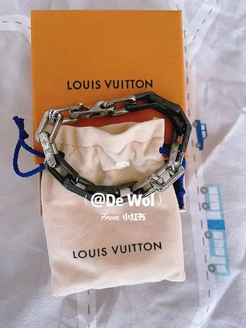 lv老花古巴手链银色黑色