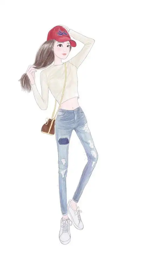 手绘女生插画唯美高清手机壁纸