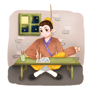 手绘成语悬梁刺股卡通形象原创可商用元素