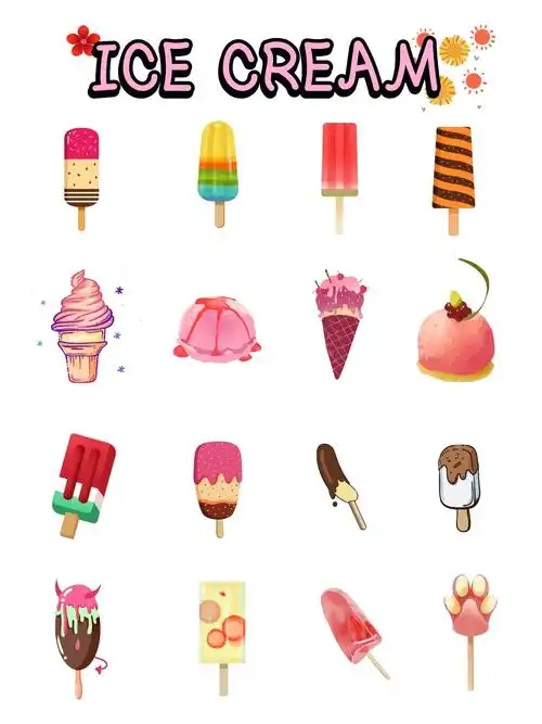 夏日炎炎雪糕超甜免抠手帐雪糕素材