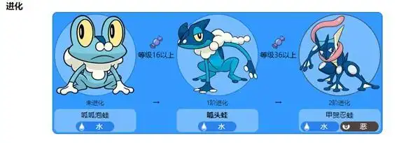 呱头蛙多少级进化成甲贺忍蛙