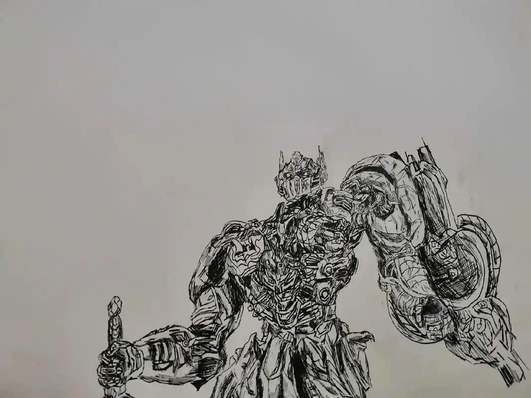 我教大家画擎天柱#变形金刚 #素描 - 抖音