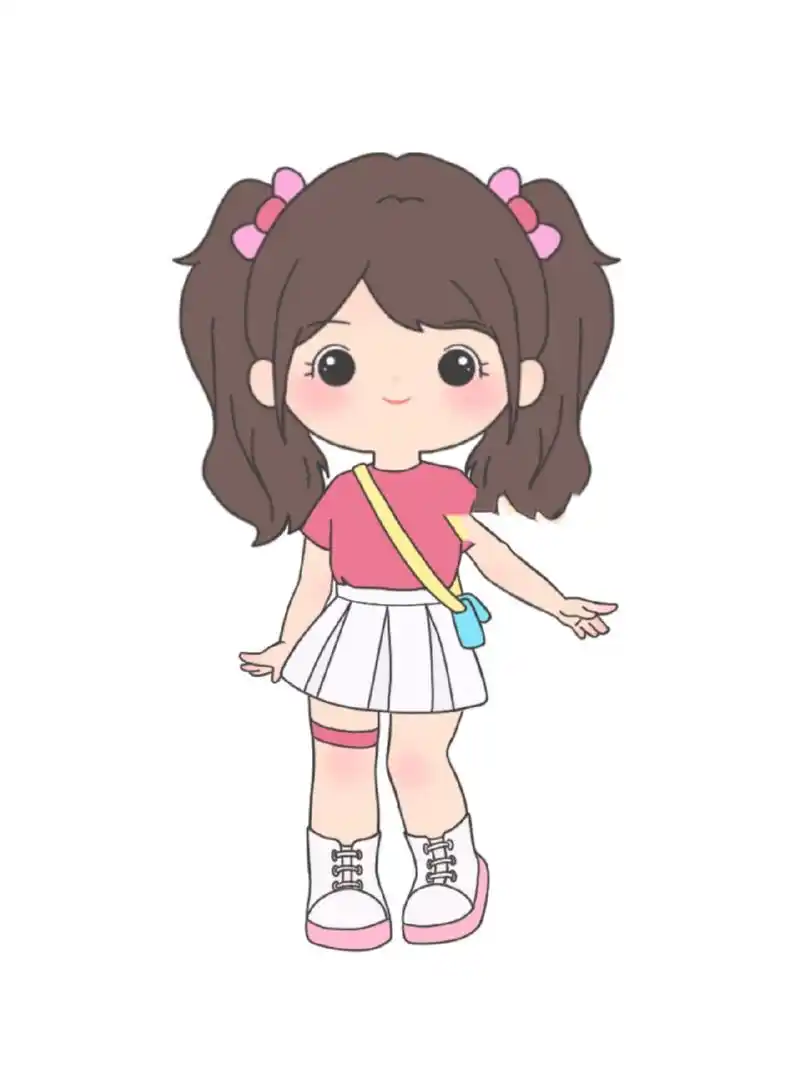 q版人物|可爱女生双马尾简笔画全身 画了那么多大头,随便揪一个画一下